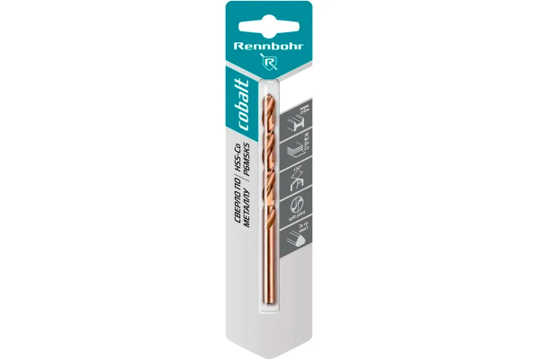 Сверло по металлу ЦХ 10,5х133мм, 3-гр хвост. HSS-Co, Р6М5К5, 1шт/уп, RENNBOHR COBALT CARD 668105