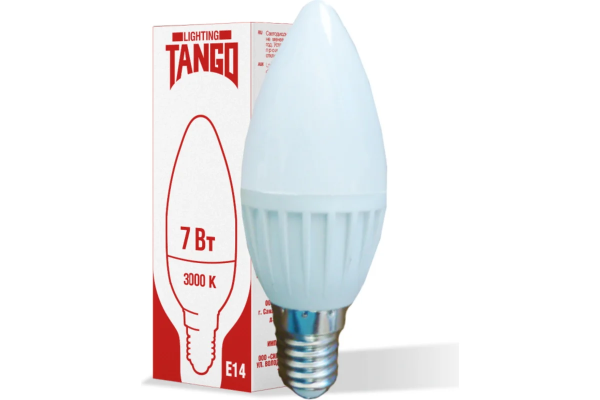 Лампа светодиодная TANGO свеча 7W E14 3000K 220V (TANGO LED C37-7W-E14-N)