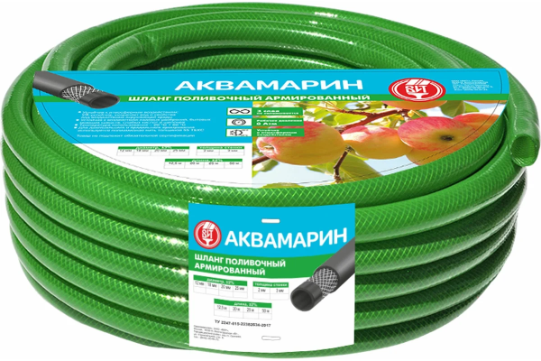 Шланг поливочный армированный  ВИТ "Аквамарин" зеленый @18мм 2мм  (25м)