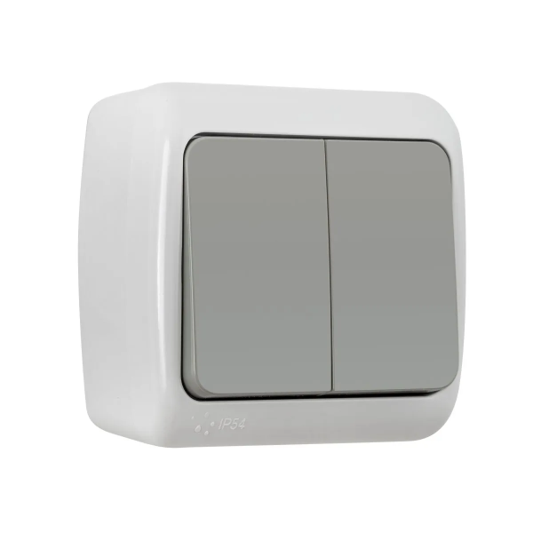 Выключатель 2кл серый ОП 10А, IP54 VKL electric Уличный (1/10/120)