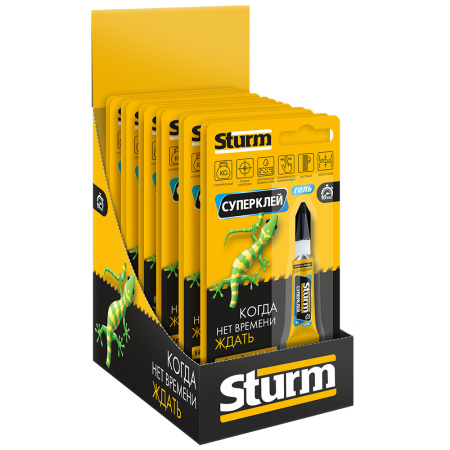 Суперклей "STURM", 3г, на единичном блистере (12шт)