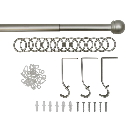 Телескоп.однорядн.карниз, Наконечник Классика, Матовый никель, 16/19мм ,160-320см,