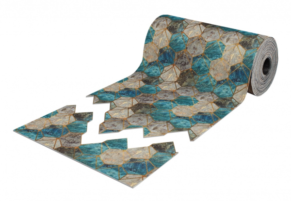 Коврик-дорожка SHAHINTEX DIGITAL PRINT  (21) "Соты" 80 х 1500 серо-голубой