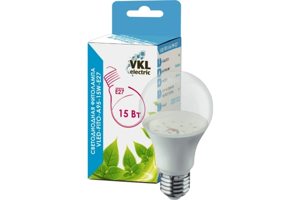 Лампа светодиодная VLED-FITO-A95-15W-E27 220V пластик VKL electric