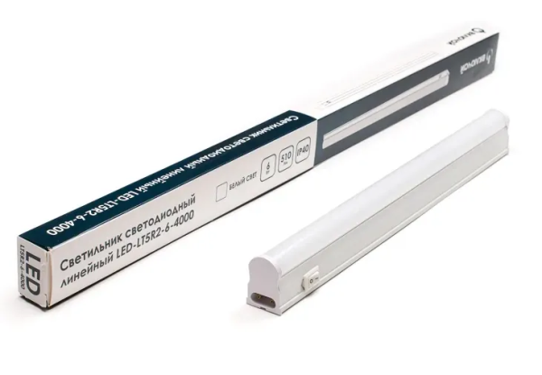 Светильник линейный LED-LT5R2-6-4000 510Лм IP44белый (L-305мм) Включай, с выкл, шнур с вилкой в комп