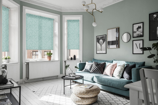 Мини Ролета  Форест  цвет голубой  37*160