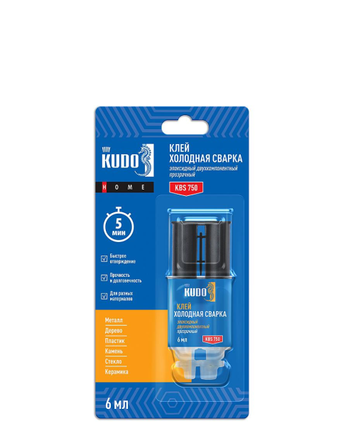 Клей  эпоксидный двухкомпонентный прозрачный KUDO HOME ,6мл