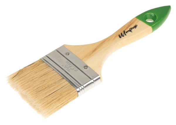 Кисть плоская Штрих Плюс  50мм деревянная ручка, натуральная щетина (12)