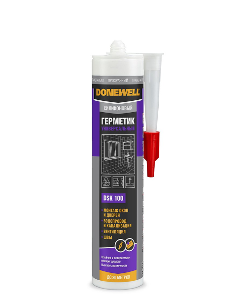 Герметик DoneWell силиконовый универсальный прозрачный 260мл (20)