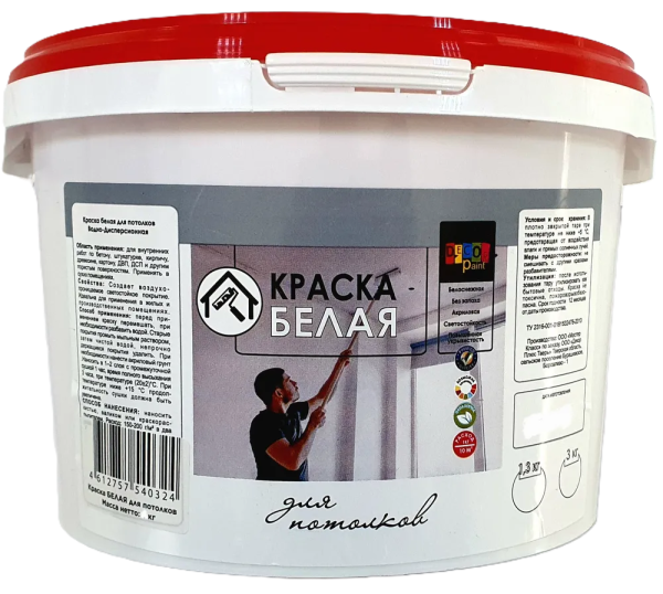 Краска ВД для потолков  "Dekor paint" белая  1,3 кг 