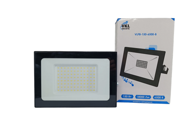 Прожектор LED 150W SMD VLF8-150-6500-B 18000Lm 220V, IP65, черный (271*197*33) VKL electric