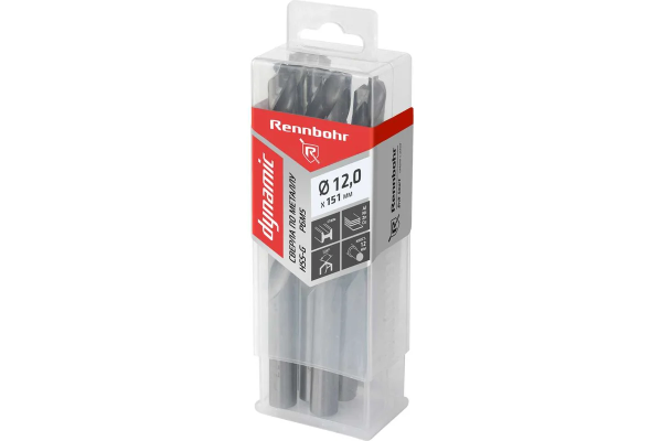 Сверло по металлу ЦХ 12,0х151мм, HSS-G, P6M5, 5шт/уп, RENNBOHR DYNAMIC PROM 666120 Аналог 566120