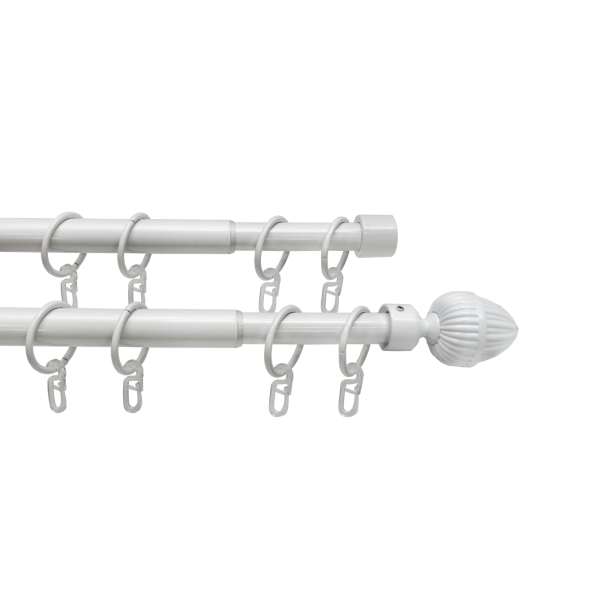 Телескоп.двухряд.карниз, Наконечник Орех, Жемчуг, 16/19мм ,160-320см,