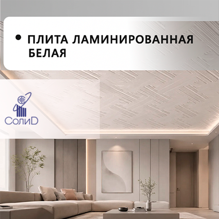 Плита потолочная ламинированная белая "Солид"